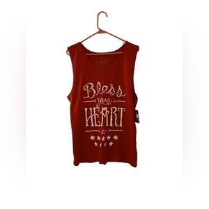 Lauren James Bless‎ Your Heart Women's Tank Top Red/White Size Small Oversized